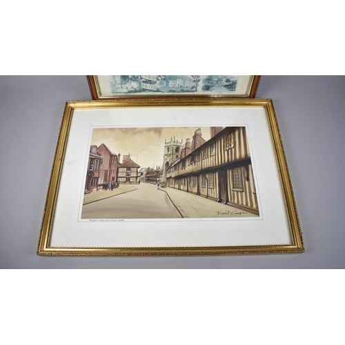 269 - A Framed Watercolour of Stratford Upon Avon Town Centre by David Coupe, 39x24cms together with a Fra... 