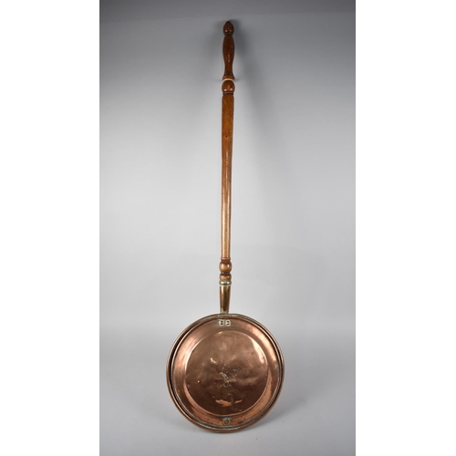 291 - A 19th Century Copper Bed Warming Pan with Turned Wooden Handle