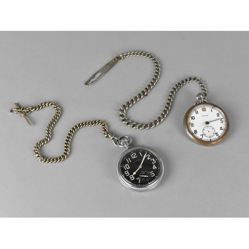 303 - Two Military Issues WWII Pocket Watches with Secondary Dials, the One by Waltham Premier 16s (312366... 