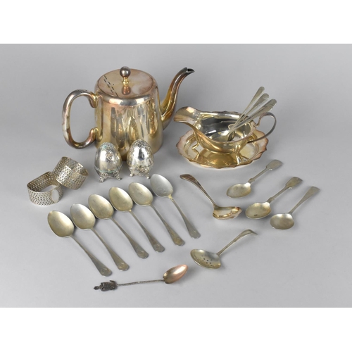 306 - A Collection of Various Silver Plate to Comprise Teaspoons to Include Horseshoe Finial Examples, Tea... 