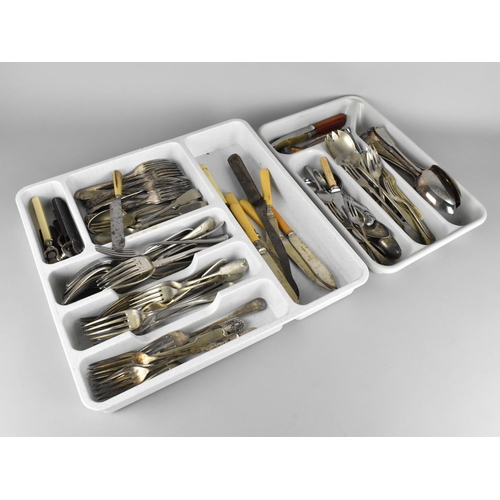 308 - A Large Collection of Various Silver Plated Flatware to Comprise Collection of Mother of Pearl Handl... 