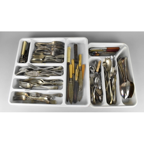 308 - A Large Collection of Various Silver Plated Flatware to Comprise Collection of Mother of Pearl Handl... 