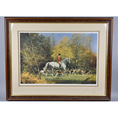 327 - A Framed Frank Wootton Print, Going Out with Hounds, Limited Edition, Signed, Subject 57x35cm