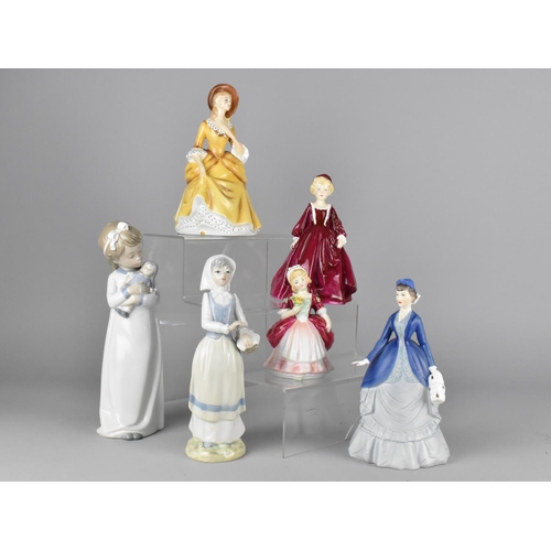 342 - Six Various Ceramic Figures to Comprise Royal Worcester Autumn Song, Grandmother's Dress, Royal Doul... 