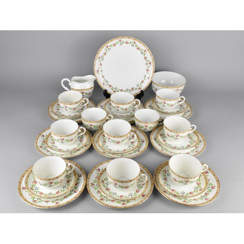 343 - A Collingwoods Floral Banded Decorated Tea Set to Comprise Eleven Cups, Eleven Saucers, Twelve Side ... 