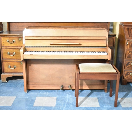 529 - A Modern Walnut Framed Upright Piano with Stool