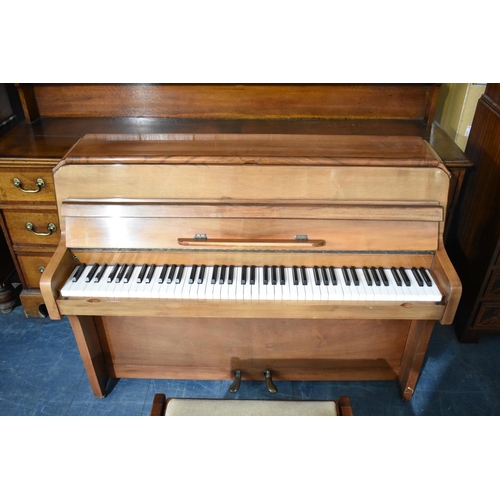 529 - A Modern Walnut Framed Upright Piano with Stool