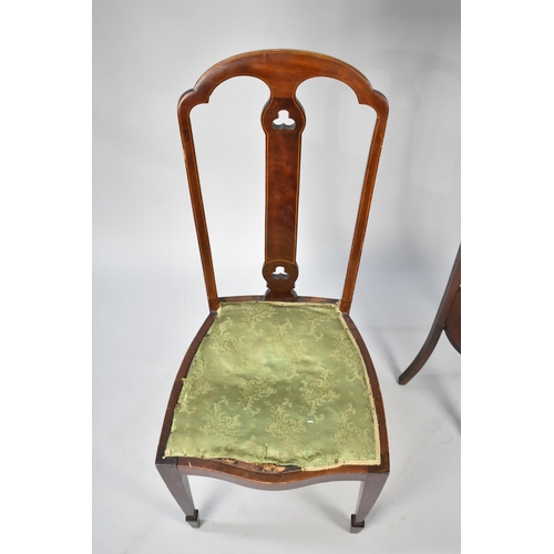 531 - An Edwardian String Inlaid Mahogany Framed Ladies Bedroom Chair together with a Circular Topped Torc... 