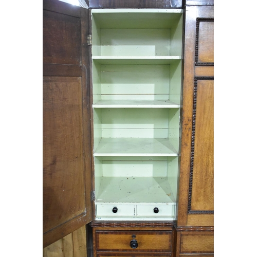 534 - An Early/Mid Victorian Oak Breakfront Country House Housekeepers Cupboard of Large Proportion, Base ... 