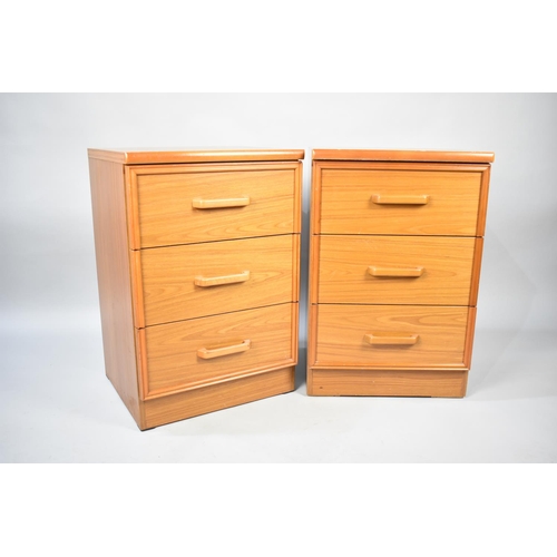 538 - A Pair of Stateroom Three Drawer Bedroom Cabinets, 46cms Wide