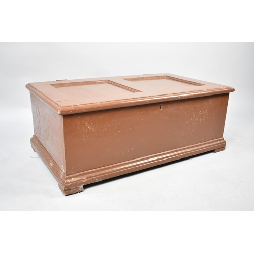 563 - A Painted Blanket Box with Lifting Panelled Lid to Fitted Interior with Candlebox, 88cms Wide