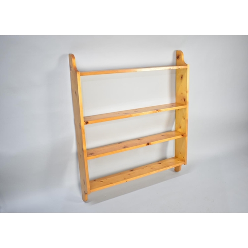 565 - A Wall Hanging Modern Pine Two Drawer Shelf Unit, 94cms Wide