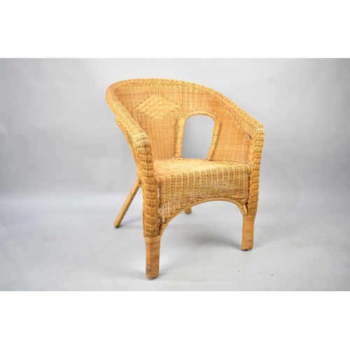 574 - A Modern Woven Wicker Tub Armchair