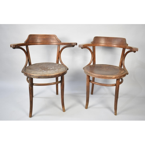 576 - Two Vintage Circular Seated Bentwood Armchairs