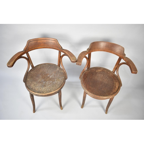 576 - Two Vintage Circular Seated Bentwood Armchairs