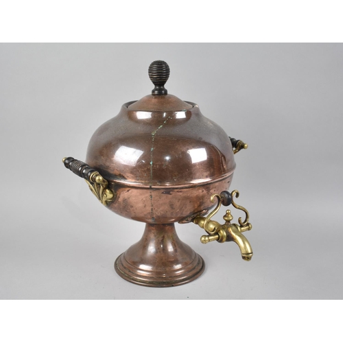 71 - A Late Victorian Copper Globular Samovar with Brass Carrying Handles and Tap, 34cms High