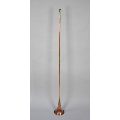 72 - A Reproduction Copper Coaching Horn, 121cms Long