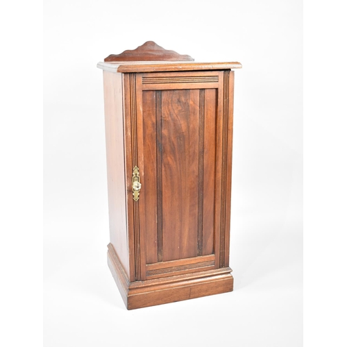 76 - An Edwardian Mahogany Bedside Cabinet with Galleried Back, 38cms Wide and 83cms High