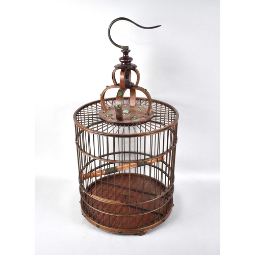 78 - A Reproduction Cylindrical Birdcage with Jewelled Mounts, 64cms High