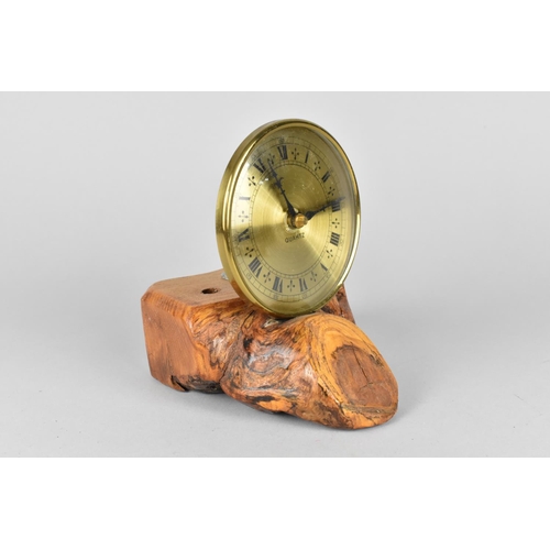 138 - A Late 20th Century Mantel Clock with Battery Movement, Set on Section of Tree Trunk, 12cm Wide