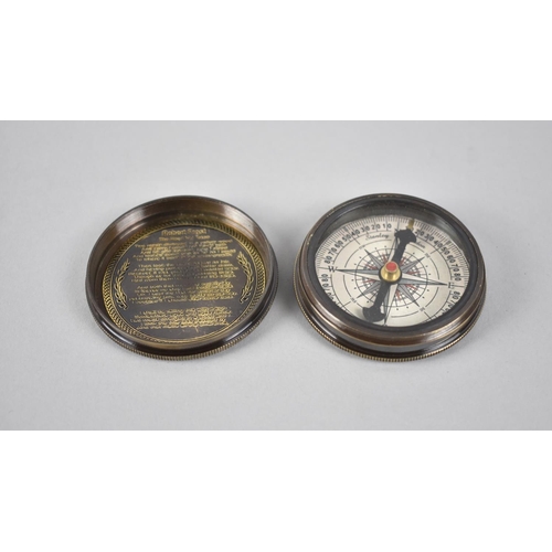 150 - A Reproduction Marine Pocket Compass As Made in 1920, 6cm Diameter