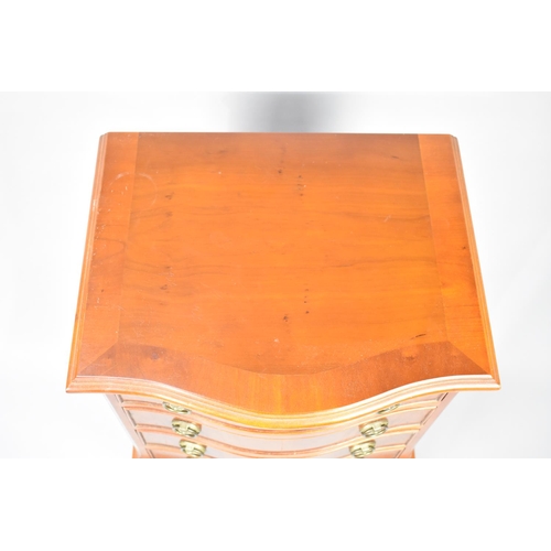 36 - A Modern Yew Wood Serpentine Small Chest of Six Drawers, 42cm Wide 78cm High