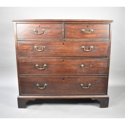 570 - A 19th Century Mahogany Chest of Two Short and Three Long Drawers, Bracket Feet, 111cm Wide