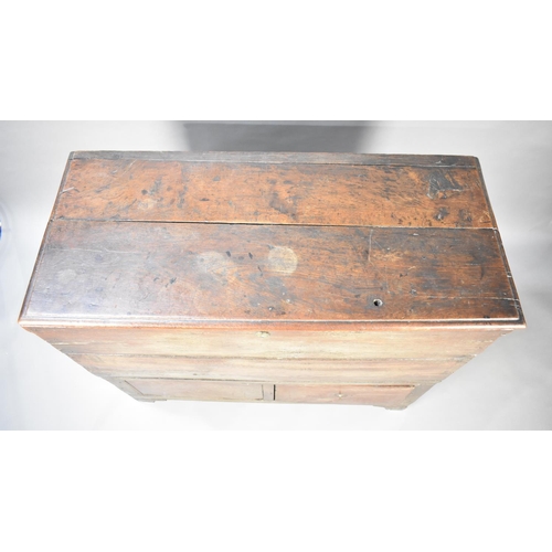 571 - A 19th Century Oak Coffer Chest with Hinged Lid and Two Base Drawers, Bracket Feet, 109cm wide