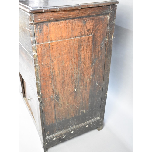 571 - A 19th Century Oak Coffer Chest with Hinged Lid and Two Base Drawers, Bracket Feet, 109cm wide