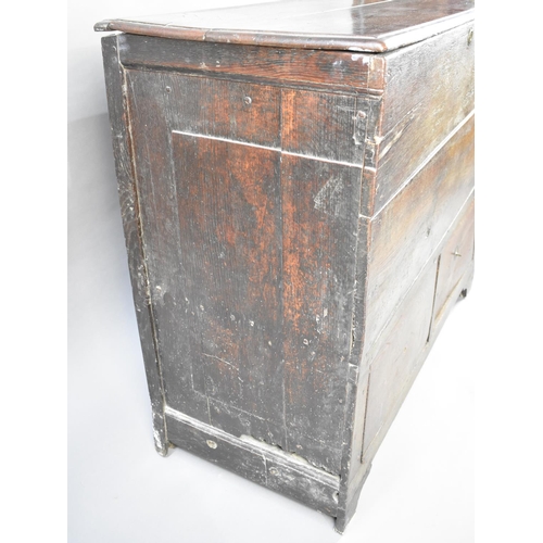 571 - A 19th Century Oak Coffer Chest with Hinged Lid and Two Base Drawers, Bracket Feet, 109cm wide