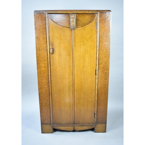 573 - A Mid 20th Century Oak Fitted Gents Wardrobe, 75cm wide