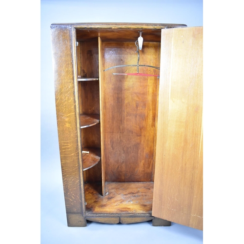 573 - A Mid 20th Century Oak Fitted Gents Wardrobe, 75cm wide