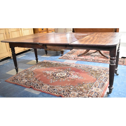 583 - A 19th Century Mahogany Pull Out Extending Dining Table with Two Extra Leaves, Tapering Reeded Turne... 