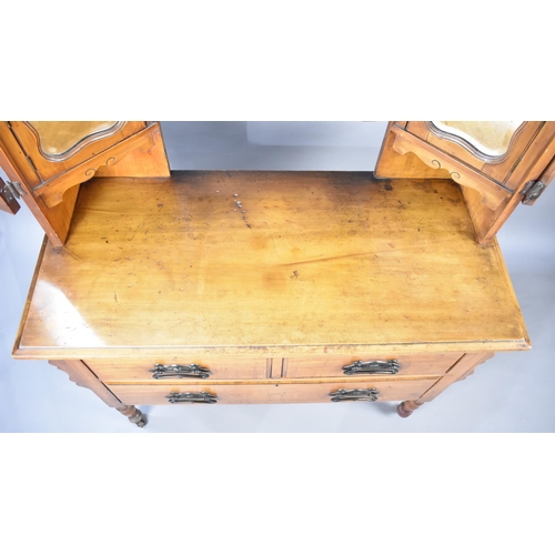 588 - A Late Victorian Walnut Dressing Chest with Two Short and One Long Drawers, Raised Mirror Quarter Ca... 