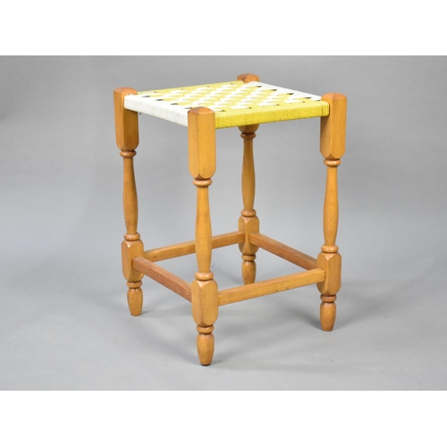 590 - A Mid 20th Century Light Oak Square Topped Stool, 30cm Square