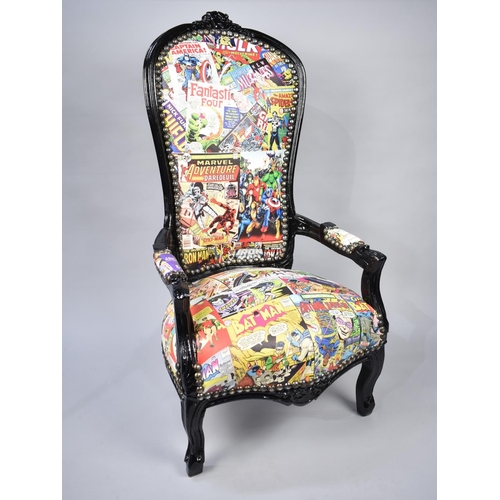 595 - A Victorian Style Chair Upholstered in Comic Book Fabric