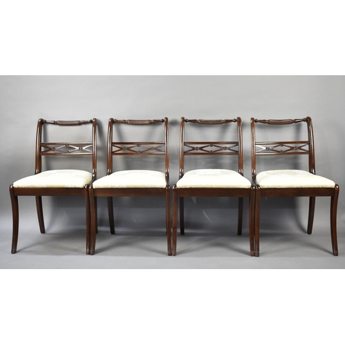 598 - A Set of Four Modern Mahogany Framed Dining Chairs