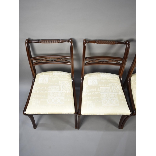 598 - A Set of Four Modern Mahogany Framed Dining Chairs