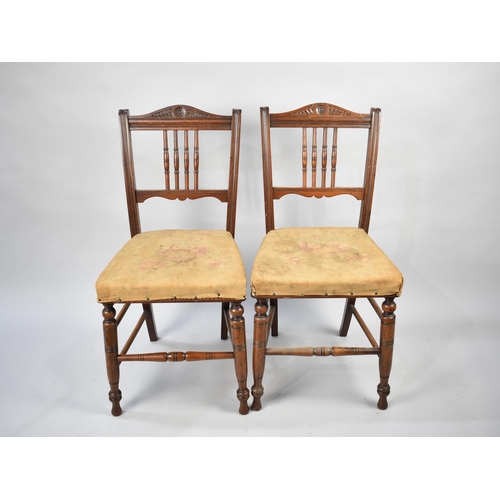 599 - Two Edwardian Spindle Back Bedroom Chairs