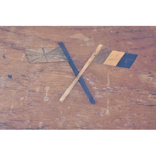 64 - A WW1 Period Rectangular Topped Rustic Wooden Stool Decorated with the French Flag and Union Jack, 3... 