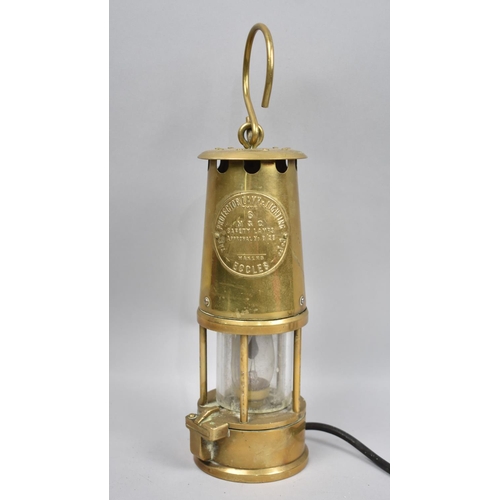 79 - A Souvenir Brass Miner's Safety Lamp Converted to Table lamp, 26cm High