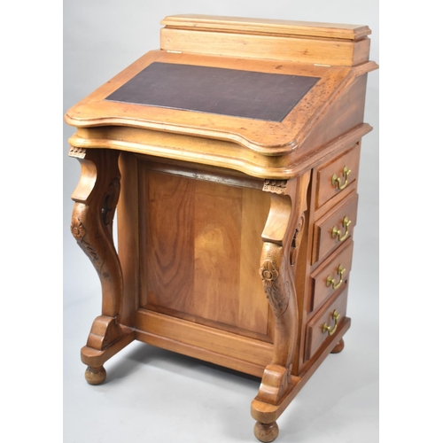 91 - A Modern Far Eastern Reproduction Davenport with Hinged Lid to Fitted Interior, Raised Stationery Bo... 