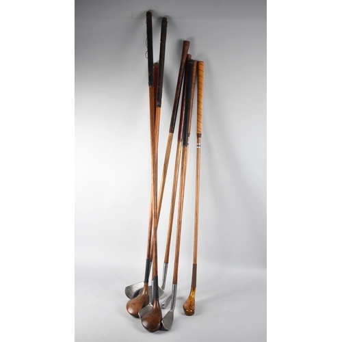 92 - A Collection of Vintage and Modern Hickory Shafted Golf Clubs to Include Two Woods, Four Irons and T... 