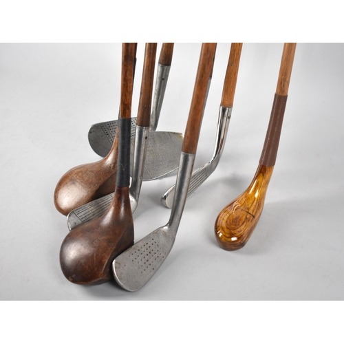 92 - A Collection of Vintage and Modern Hickory Shafted Golf Clubs to Include Two Woods, Four Irons and T... 