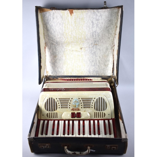 95 - A Mid 20th Century Italian Galanti Piano Accordion In Original Case (Which is Somewhat At Fault)