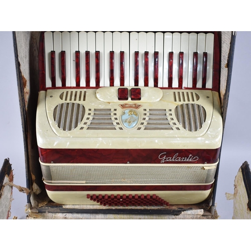 95 - A Mid 20th Century Italian Galanti Piano Accordion In Original Case (Which is Somewhat At Fault)