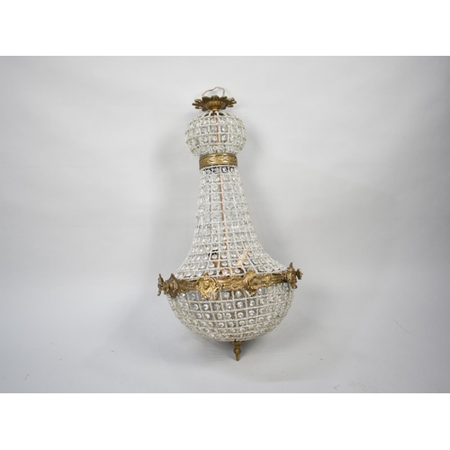 97 - A Large Reproduction French Style Faux Crystal and Ormolu Ceiling Chandelier, 78cm High