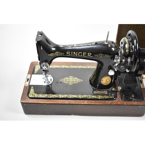 98 - A Vintage Cased Singer Manual Sewing Machine No.EF.634193