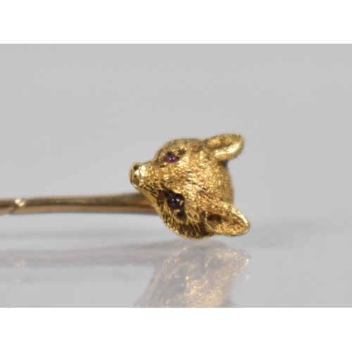 131 - An Early 20th Century 18ct Gold and Ruby Mounted Tie/Cravat Pin, Realistically Modelled as a Foxes H... 