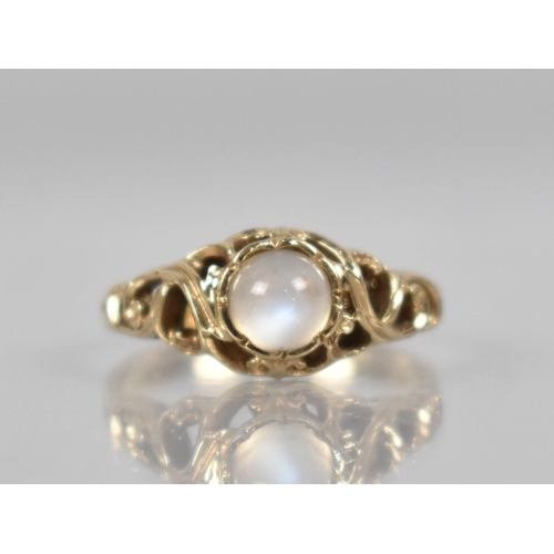 133 - A 9ct Gold and Moonstone Mounted Ring, Circular Cabochon Stone Measuring 5.2mm, Collet Set and in a ... 